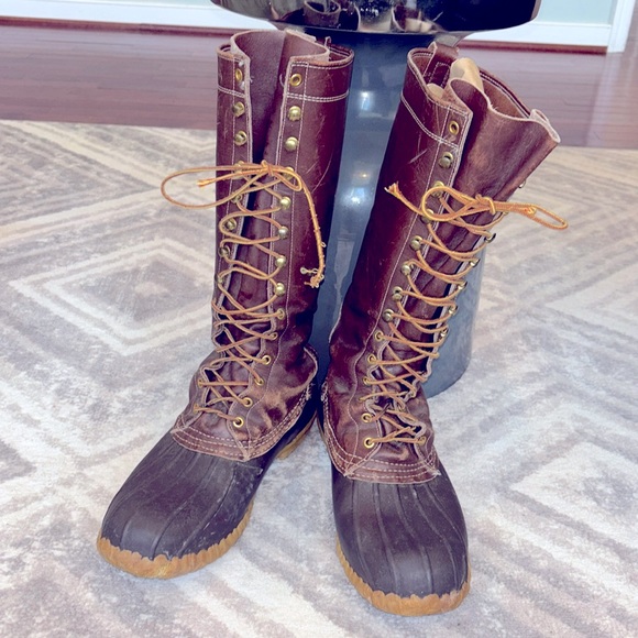16” LL Bean vintage made USA Maine Hunting Store lace up boots waterproof 11 - Picture 1 of 17